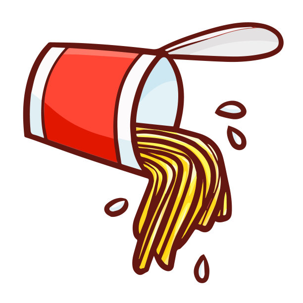 红色的面条从包装上溢出来图片下载