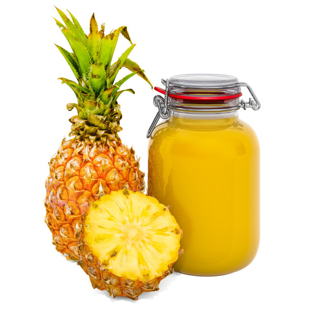 菠萝果酱罐与菠萝，3D渲染孤立的白色背景图片下载