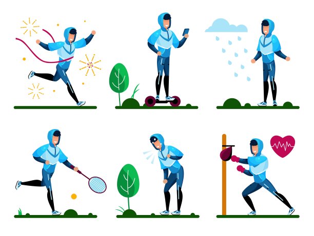 夏季体育，娱乐活动向量集图片下载