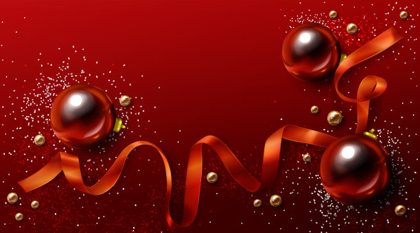 红色和金色的圣诞背景，圣诞假期图片下载