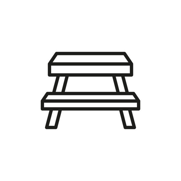 简单的野餐桌线图标。图片下载