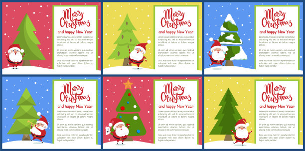 圣诞快乐和圣诞老人设置矢量插图图片下载