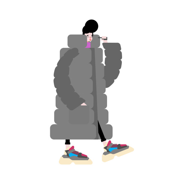 高底运动鞋和大羽绒服。俄罗斯街头时尚冬季趋势2020。潮人时尚图片下载