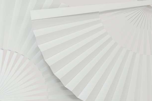 扇子以白色背景，中式装饰，3d，渲染。图片下载