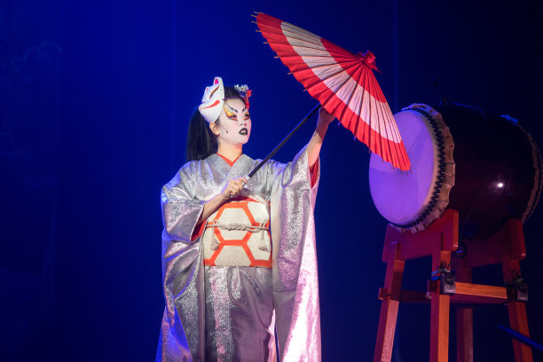 日本传统表演白色女演员舞蹈图片下载