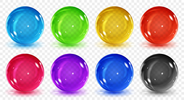 带有阴影的透明彩色球体图片下载