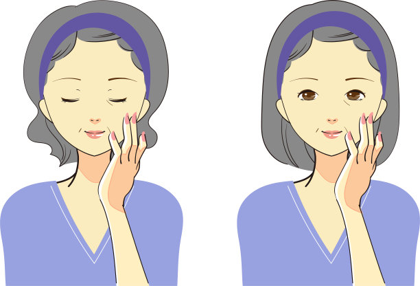 一个女人做皮肤护理的插图图片下载