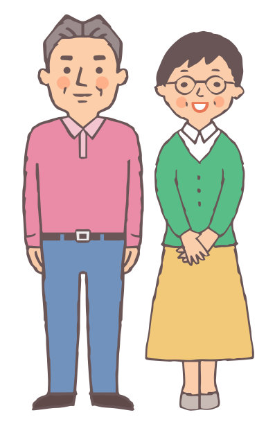 老夫妇微笑着站在那里图片下载