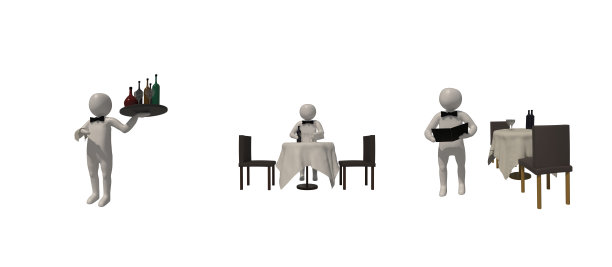 The Waitress symbol on a white background shows a 3d image of Waiter Delivery Food Service .白色背景上的女服务员符号显示服务员送餐服务的3d图像图片下载