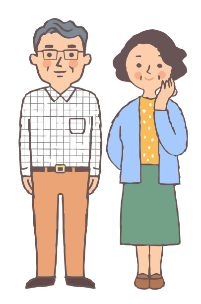 老夫妇微笑着站在那里图片下载