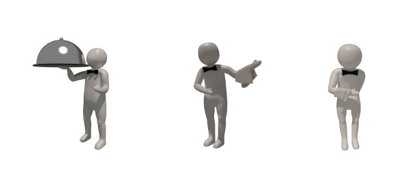 The Waitress symbol on a white background shows a 3d image of Waiter Delivery Food Service .白色背景上的女服务员符号显示服务员送餐服务的3d图像图片下载