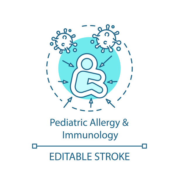 小儿过敏和免疫学概念图标图片下载