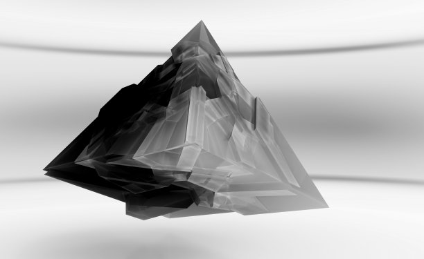 抽象黑色飞行金字塔水晶3D物体图片下载