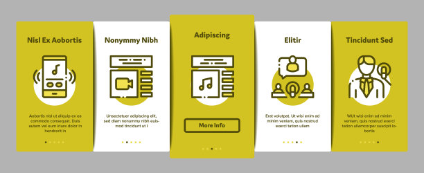 播客和电台的元素图标设置向量图片下载