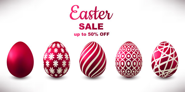 白色背景下复活节彩蛋的特写镜头图片下载