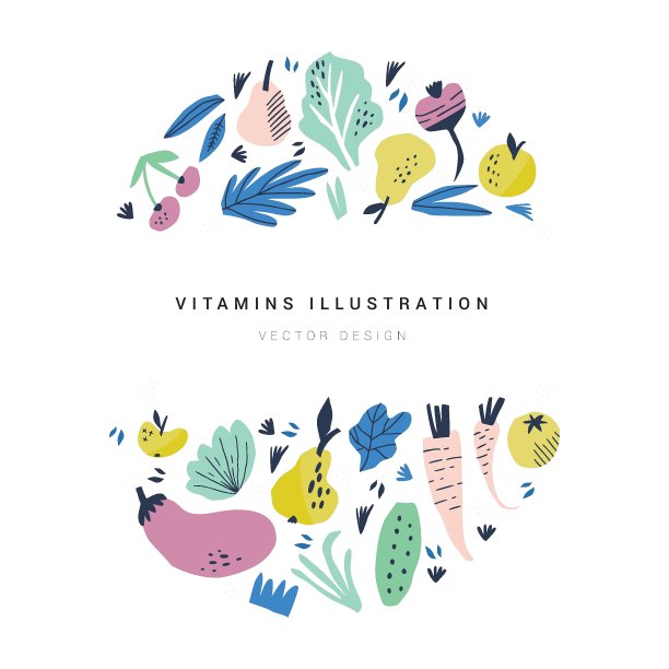 水果和蔬菜手绘海报模板。有机收获圆形与文本空间。生态甜菜根，茄子，苹果，番茄白色背景。农产品插图图片下载