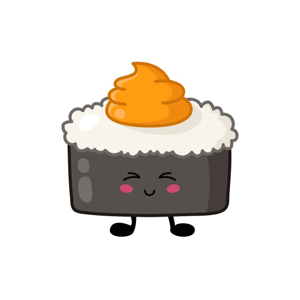 可爱寿司，卷，生鱼片-孤立图片下载