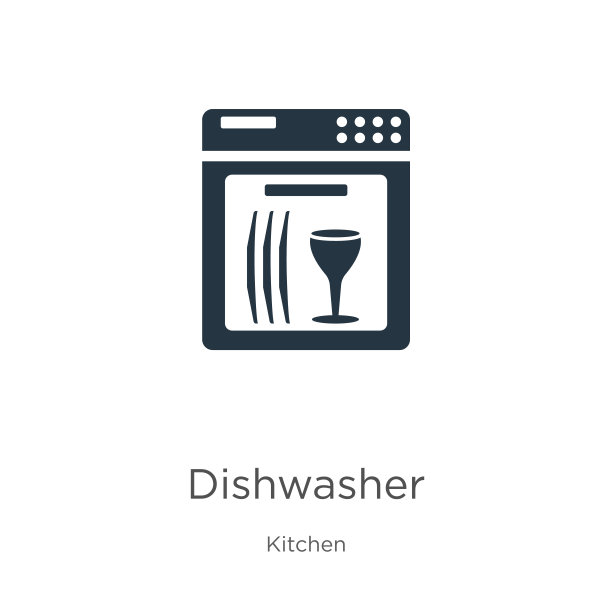 洗碗机图标矢量。时尚的平面洗碗机图标从厨房收集孤立的白色背景。矢量插图可以用于网页和移动平面设计，标志，eps10图片下载