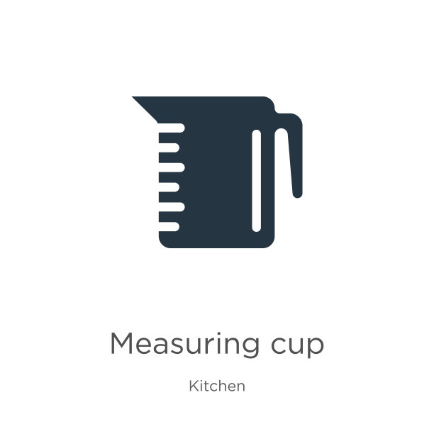 量杯图标矢量。时尚的平面量杯图标从厨房收集孤立的白色背景。矢量插图可以用于网页和移动平面设计，标志，eps10图片下载