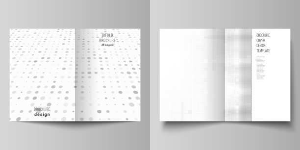 矢量布局的两个A4封面模型设计模板双折宣传册，传单，封面设计，书籍设计。抽象的网点半色调装饰效果。斑点图案的grunge风格装饰。图片下载