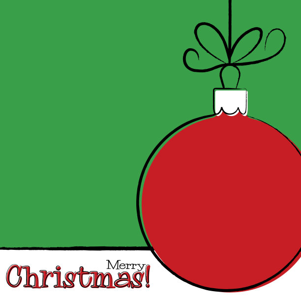 明亮的手绘装饰物圣诞卡图片下载