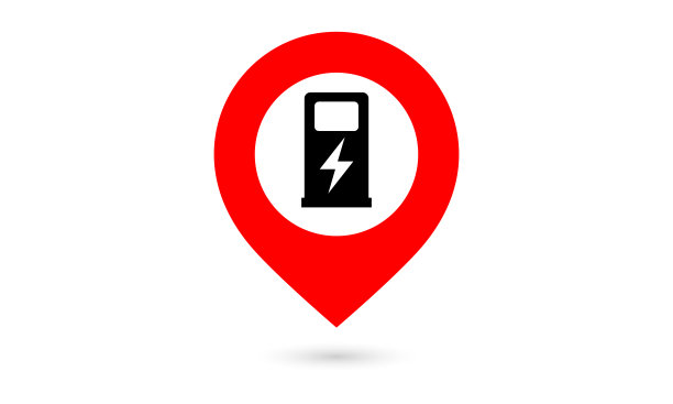 电动汽车充电站地图指针、大头针。标记图片下载