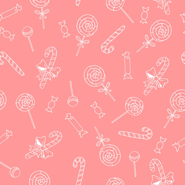 无缝手绘图案。棒棒糖，糖果，棒棒糖。新年圣诞假期的背景和纹理。适用于贺卡、包装纸、织物、印刷品。图片下载
