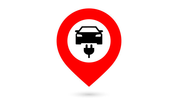 电动汽车充电站地图指针、大头针。标记图片下载