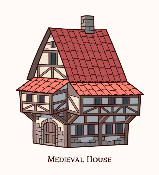 中世纪房屋的矢量插图。图片下载