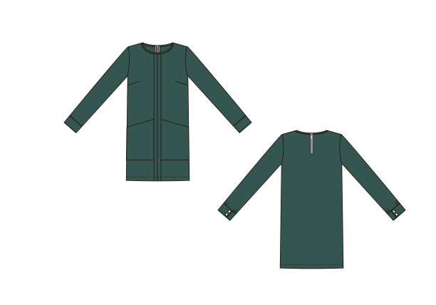 时尚色彩技术草图的服装在向量图形图片下载