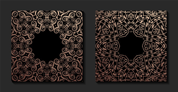 黄金装饰曼荼罗。矢量图图片下载