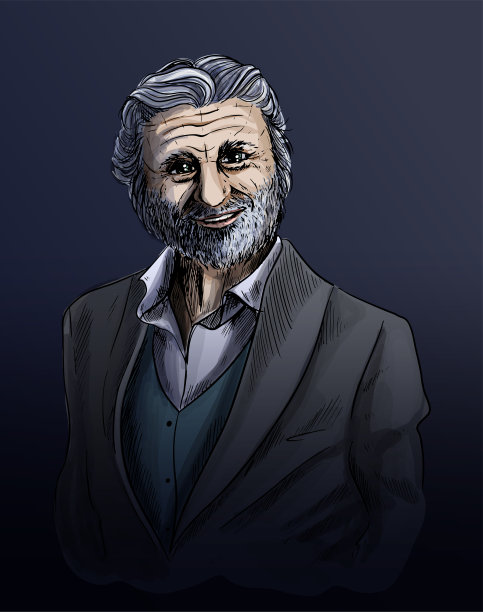 老微笑的男人素描，优雅的男人穿着西装图片下载