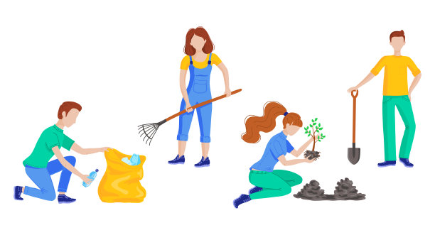 志愿者清理塑料垃圾图片下载