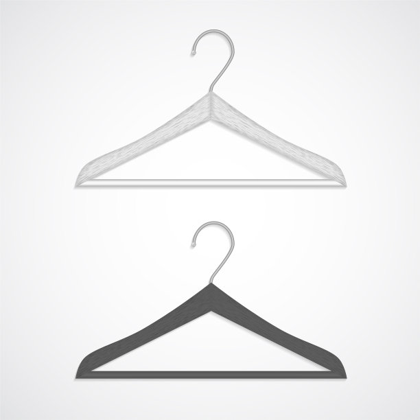 衣架套，黑白木质纹理逼真衣柜向量符号孤立在白色上。衣架，经典的更衣室配件。销售和折扣的购物标志。服装存储图片下载
