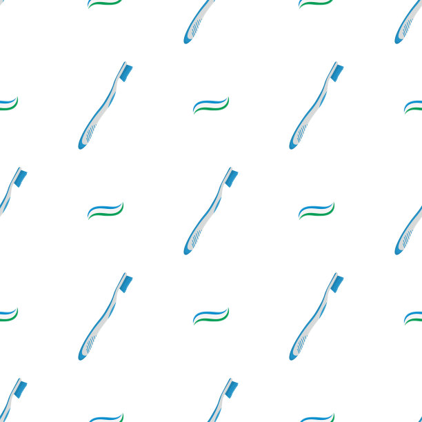 无缝模式与牙刷和牙膏卡通在白色的背景。保护牙齿，口腔护理，牙齿健康的理念。矢量插图为任何设计。图片下载