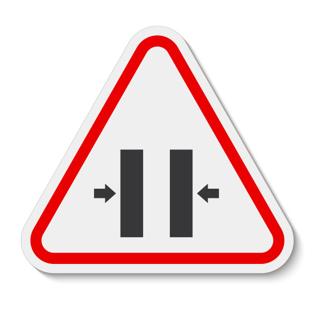 碾压危险关闭模具符号标志隔离在白色背景，矢量插图图片下载