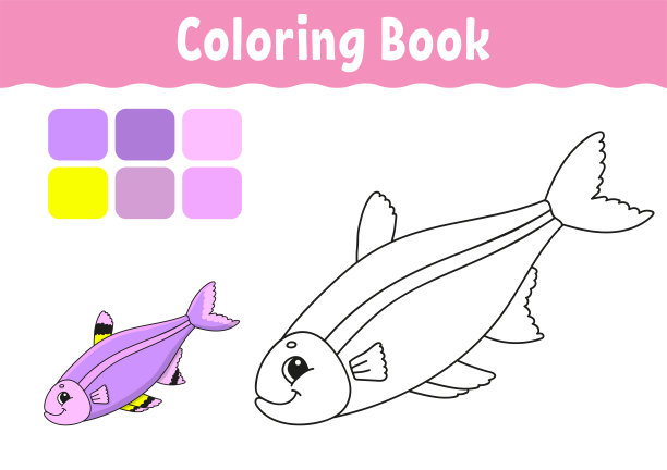 儿童涂色书。开朗的性格。矢量插图。可爱的卡通风格。儿童幻想页面。黑色的轮廓剪影。孤立在白色背景上。图片下载