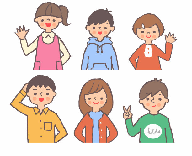 六个孩子微笑着站在那里图片下载