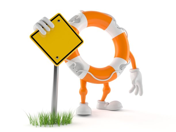 救生圈字符与空白路标图片下载