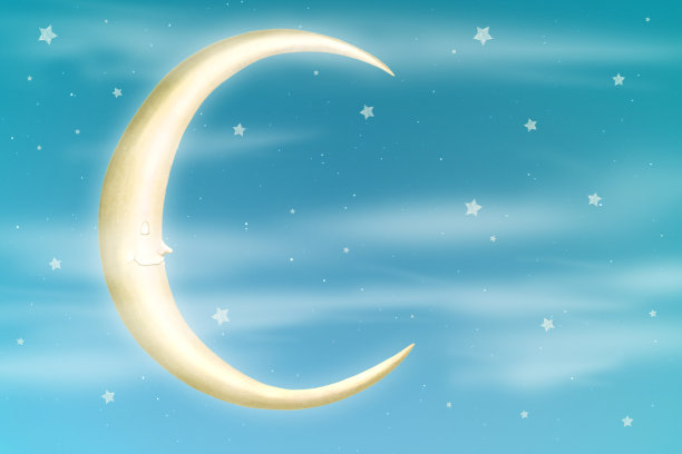 幻想图像的一个月亮和摆动在天空，3d渲染。图片下载