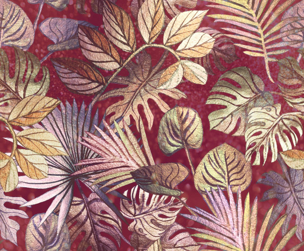 热带无缝模式，热带叶图片下载