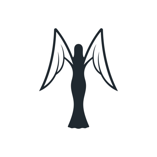 黑色天使与白色翅膀的图标图片下载
