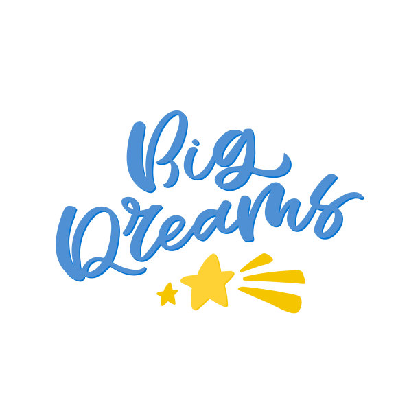手绘字母卡片。题词:远大的梦想。完美的设计贺卡，海报，t恤，横幅，打印邀请。图片下载