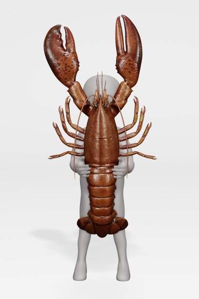 3D渲染的卡通人物与龙虾图片下载