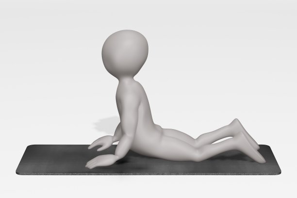 3D渲染卡通人物与瑜伽垫图片下载