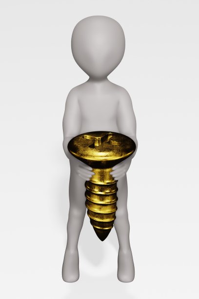 3D渲染的卡通人物与螺丝图片下载