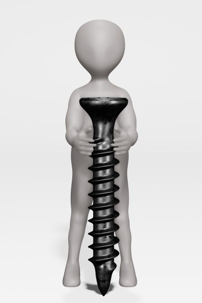 3D渲染的卡通人物与螺丝图片下载