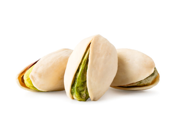 三个开心果凑在一起。孤立的图片下载