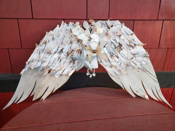 一套纯朴的天使翅膀上的白色绘画技术。图片下载