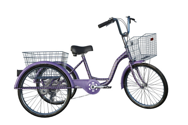 复古风格三轮自行车孤立在白色，3d渲染。图片下载